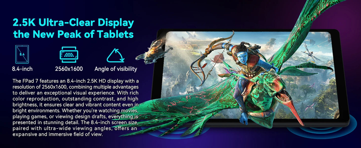 Headwolf FPad7 8.4inch Tablet Android14 MTK Dimensity 7050 CPU 2560x1600 IPS/16GB+256GB/6500mAh/ 4G LTE Tablets