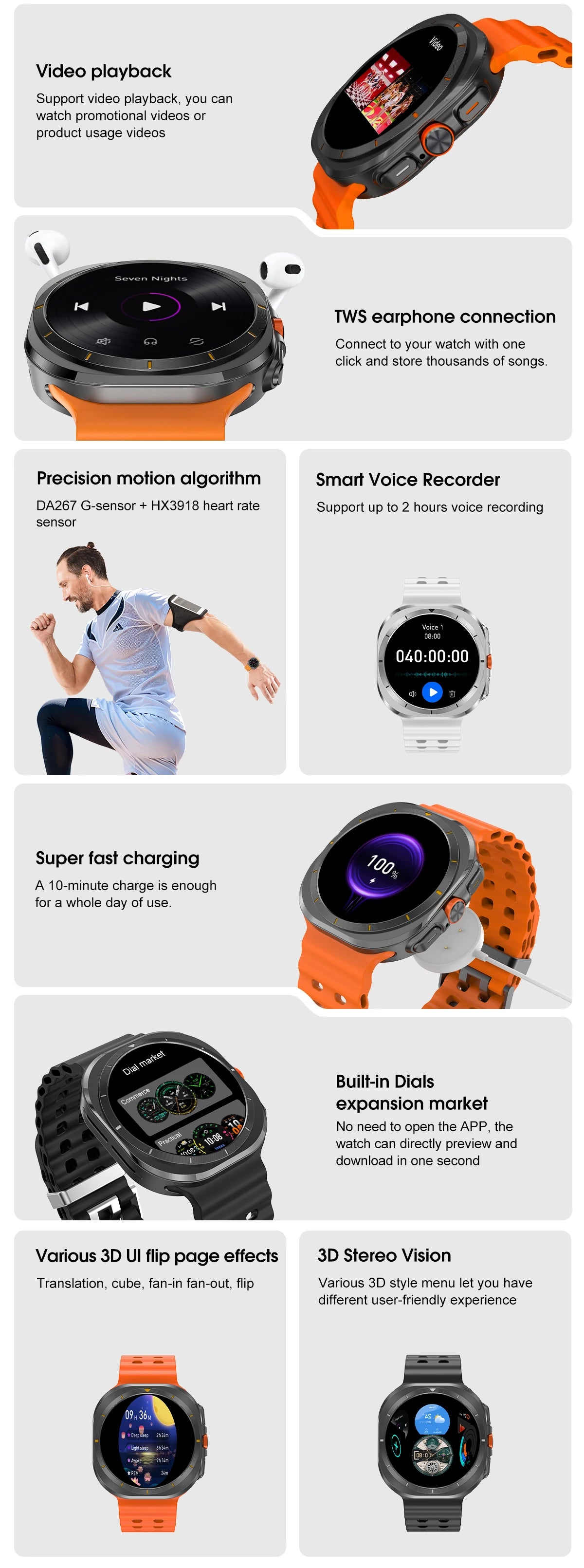 2025 New Watch 7 Ultra Smart Watch Men 32GB Memory 3D Video Display Sports SmartWatch GPS NFC Compass Blood oxygen Smartwatch