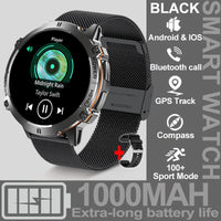 NEW 1000MAH Super endurance Sport Smart Watch Men 1.73-inch HD Screen GPS tracker Compass Bluetooth Call Waterproof Smart Watch