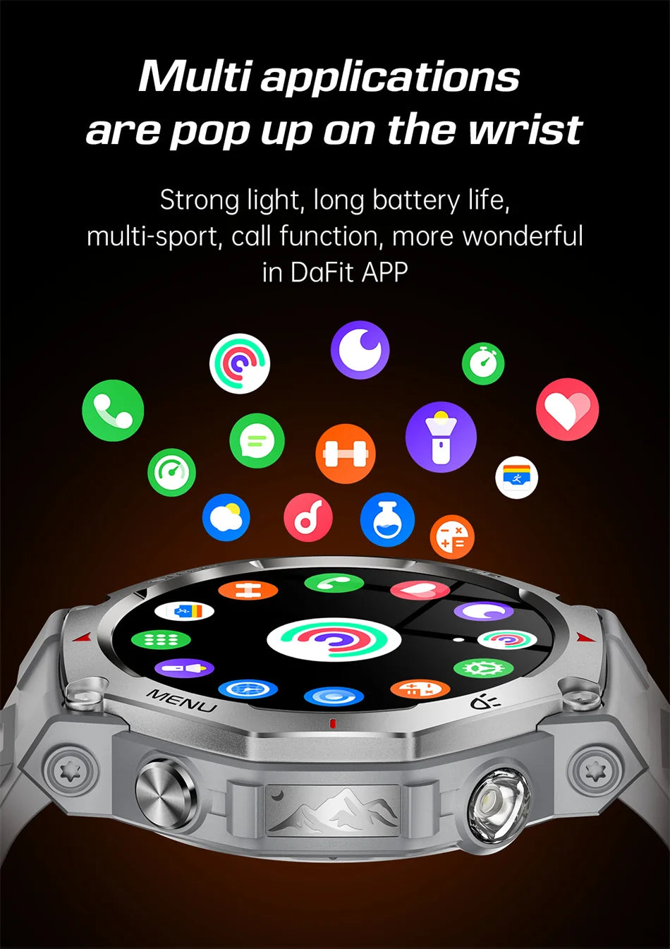 New Outdoor Sports Smart Watch Men For Xiaomi 5 ATM Waterproof GPS Motion Track Heart Rate HD Bluetooth Call UV Light SmartWatch