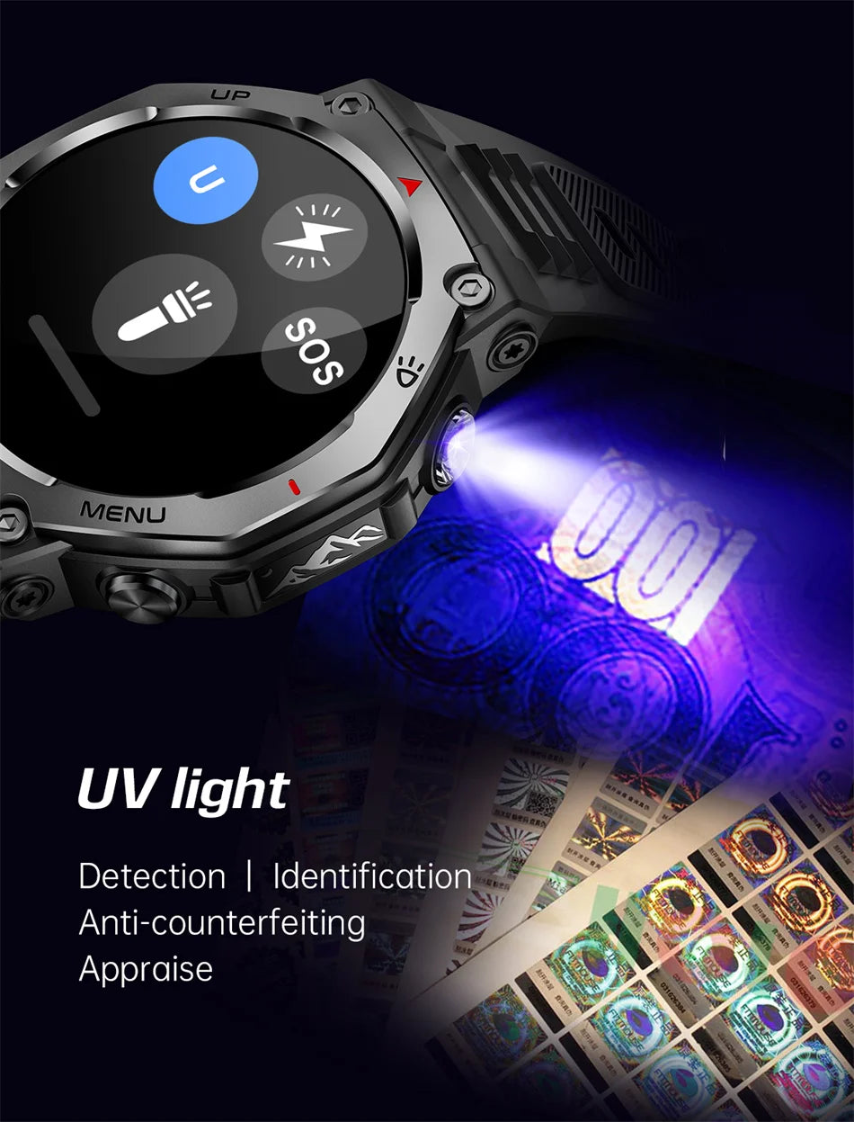 New Outdoor Sports Smart Watch Men For Xiaomi 5 ATM Waterproof GPS Motion Track Heart Rate HD Bluetooth Call UV Light SmartWatch