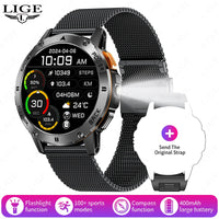 LIGE Outdoor Military Smart Watch Men 1.53" AMOLED Screen GPS trackr Waterproof Bluetooth Call Sports Braceletes For Android IOS