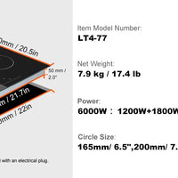 SucceBuy 2/4/5 Burners Built-in Induction Stove Top 12/24/30in Ceramic Glass Electric Cooktop For Household Commercial  Cooking