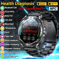 2025 New Precise Blood Lipids Uric Acid Smart Watch Men ECG+PPG Clock Blood pressure Body analysis HD Call NFC Health Smartwatch