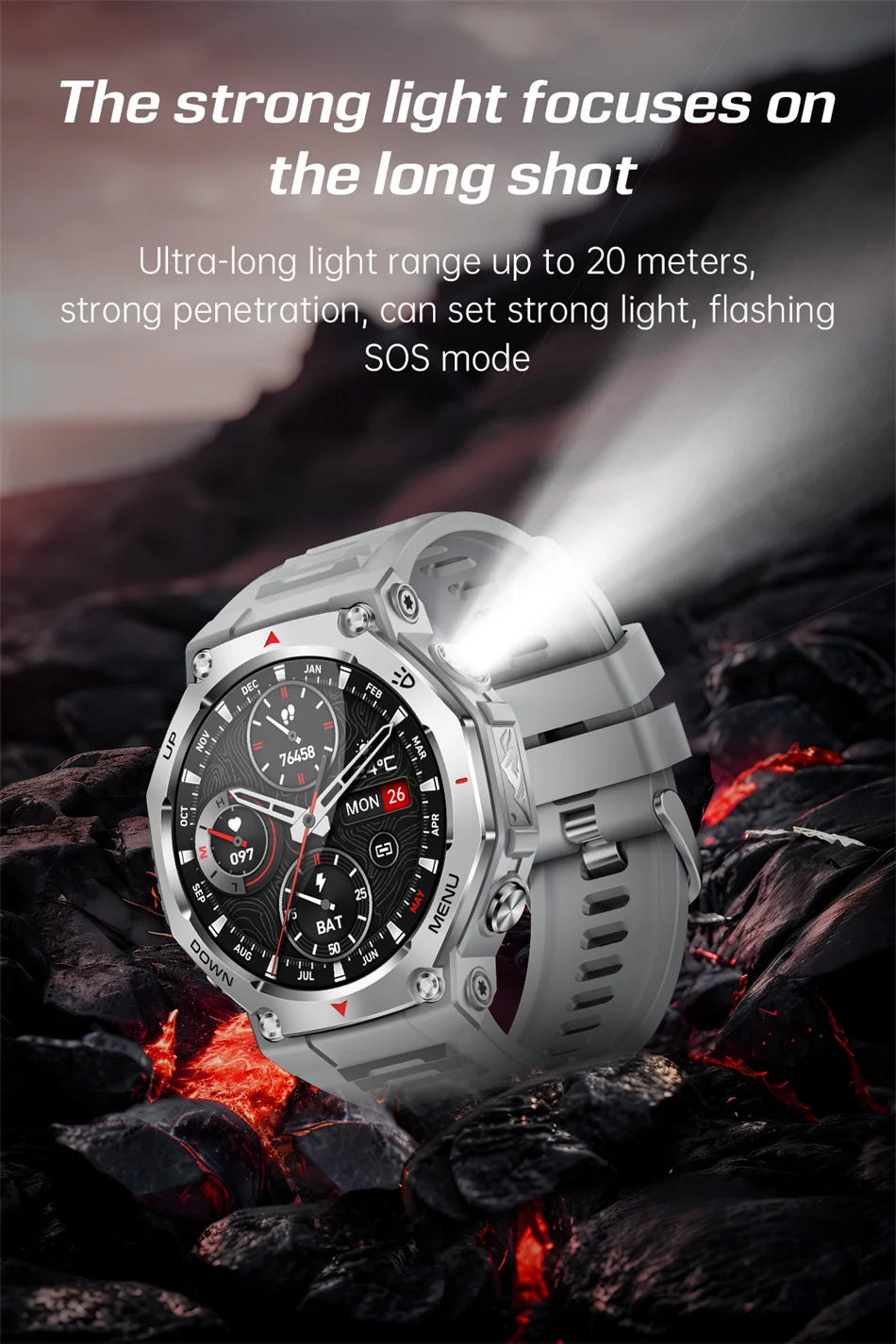 New Outdoor Sports Smart Watch Men For Xiaomi 5 ATM Waterproof GPS Motion Track Heart Rate HD Bluetooth Call UV Light SmartWatch