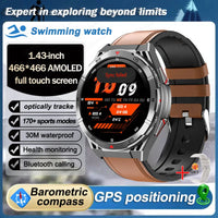 Swim Smartwatch Outdoor GPS Watch Sports Fitness Tracker Health Military Waterproof Watch BT5.3 Call Smart Watch for Android iOS