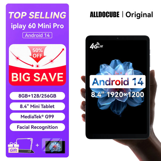 Alldocube iPlay 60 Mini Pro Tablet 8.4inch Android14 16GB(8GB+8GB) RAM 256GB ROM FHD 1920x1200 Dual SIM 4G LTE 6050mAh Battery