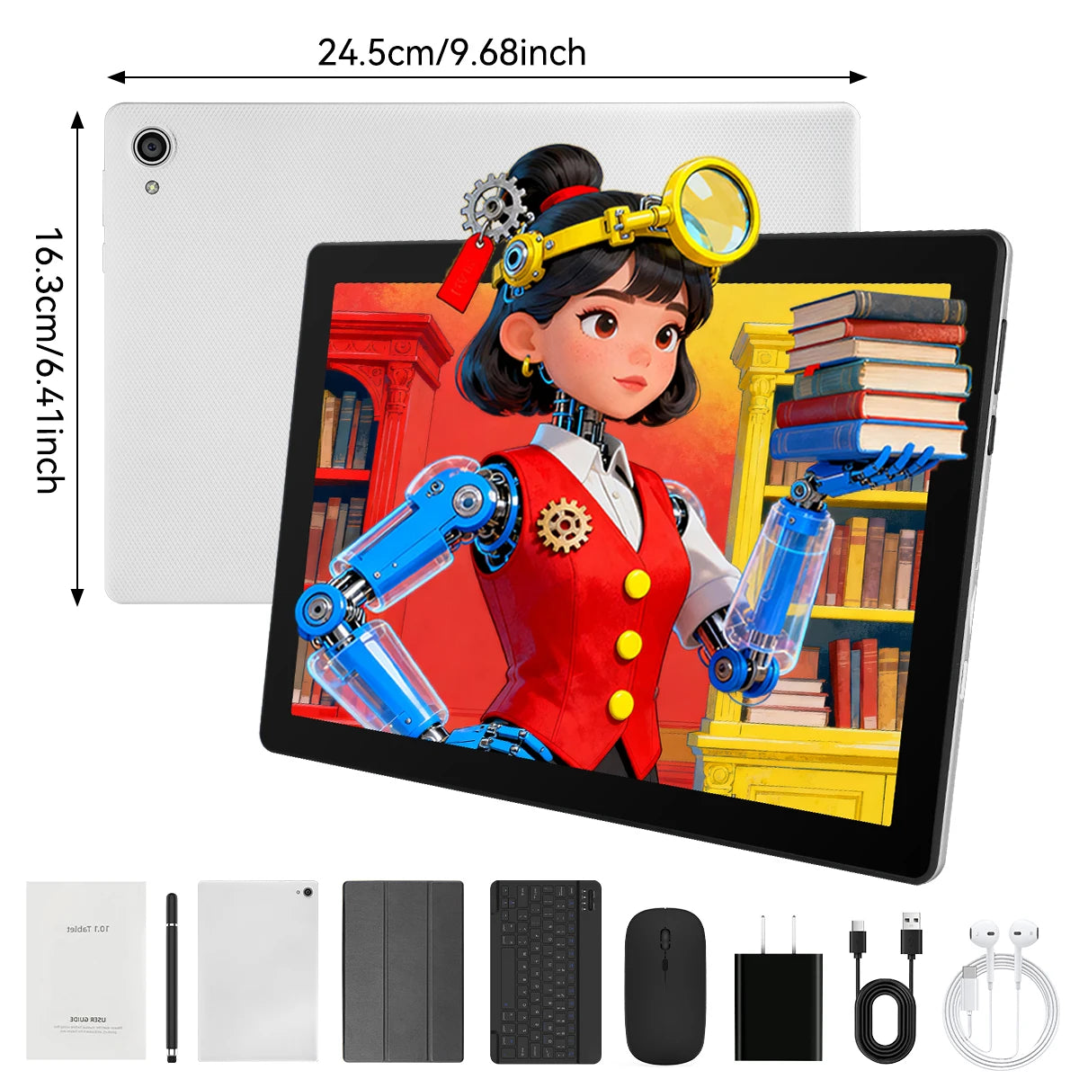 Newest Tablet 10 Inch Android 15 Octa-Core 20GB RAM 64GB ROM 1280x800 IPS Tablets PC WiFi6 Bluetooth5.3 Widevine L1 Keyboard Set