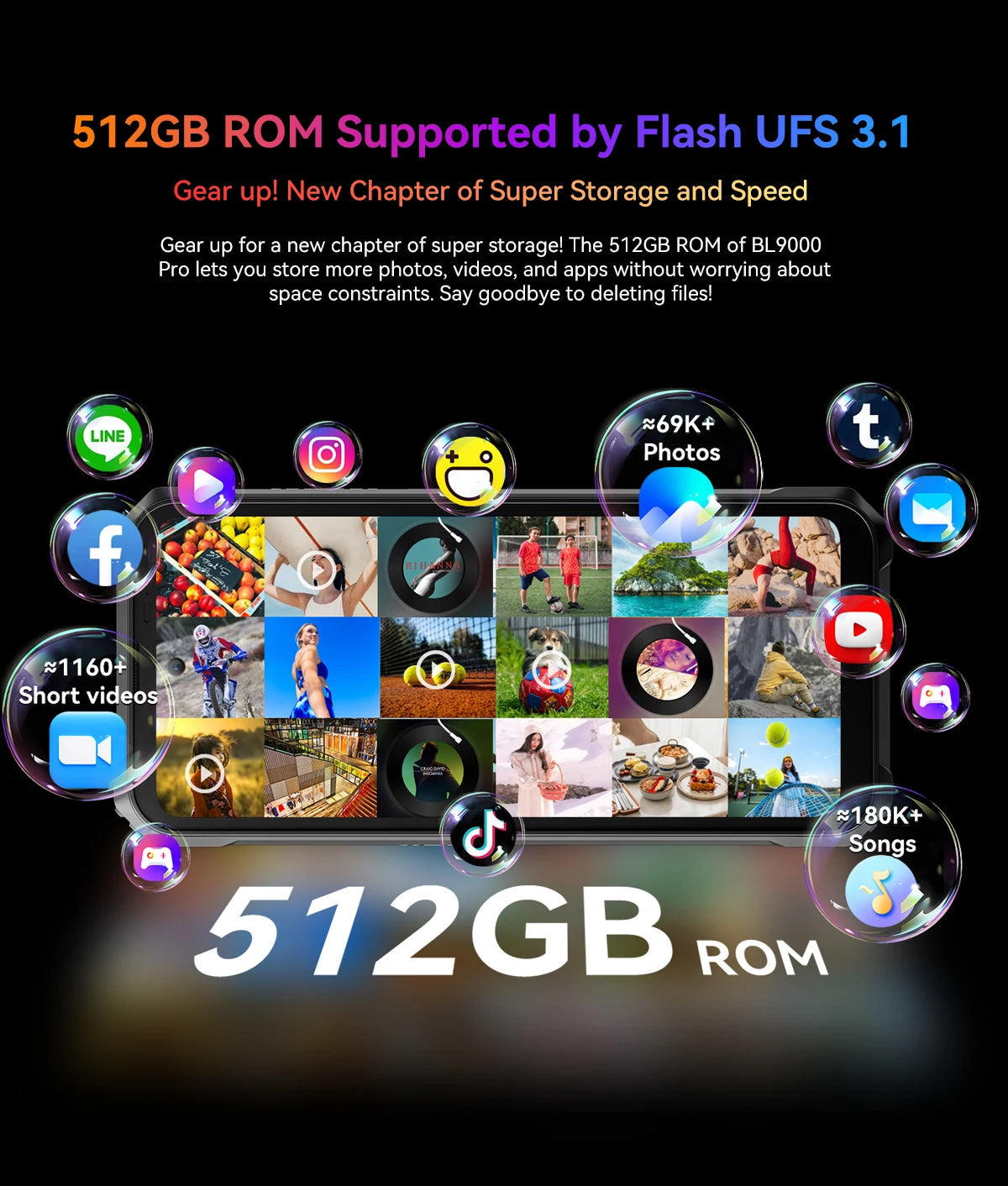 Blackview BL9000 Pro 5G Rugged Smartphone 6.78 "FHD + Display 12GB + 512GB 50MP Camera 8800mAh Battery Android 14 Phone