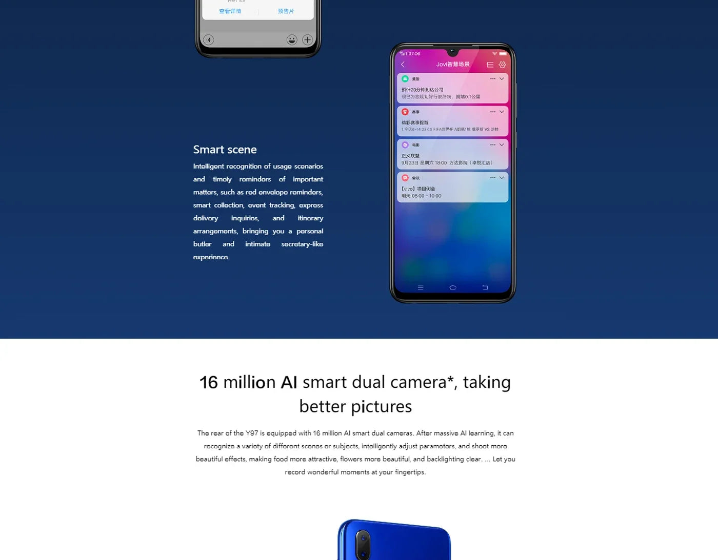 VIVO Y97 4G Smartphone MediaTek P60 6.3 Inch 8GB RAM 256GB ROM All Colours in Good Condition Original Android Used Phone