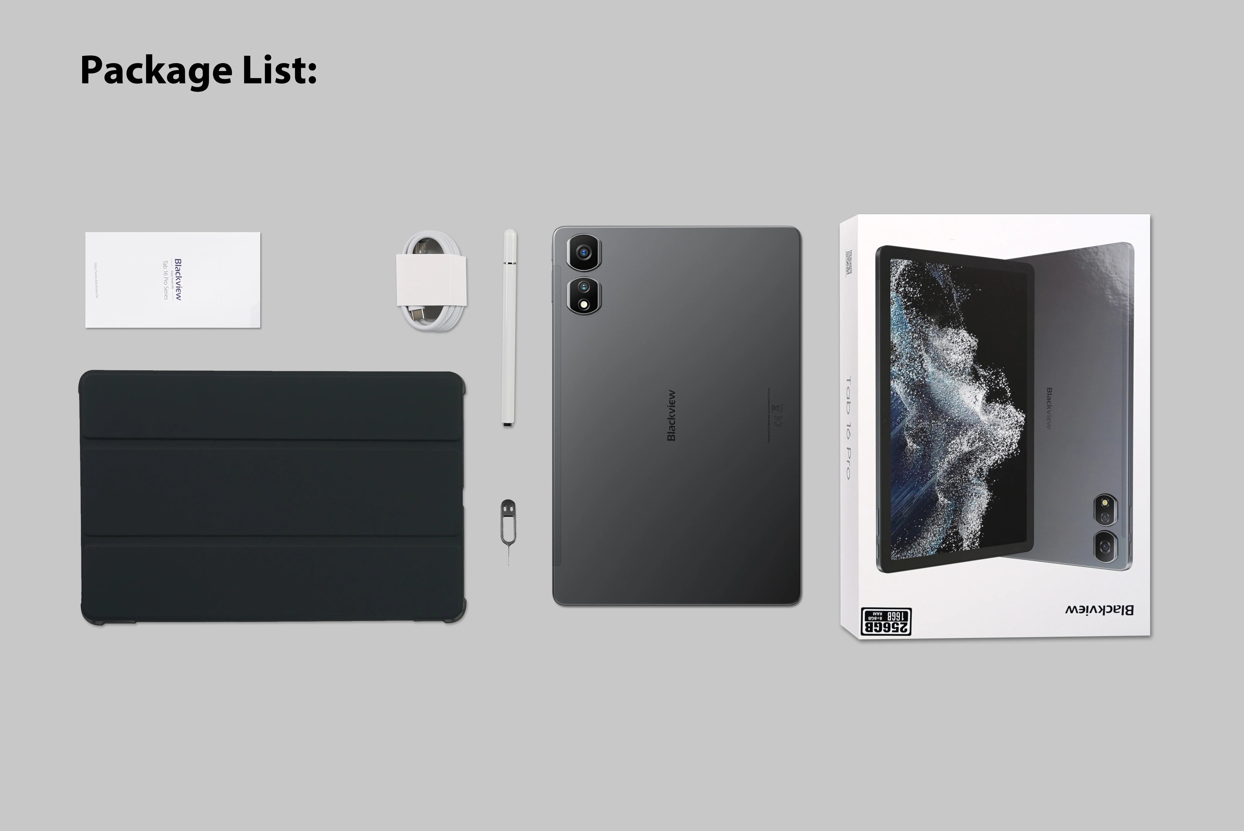 Blackview Android 14 Tab 16 Pro 11 Inch Touch Tablet 2K Screen 24GB +256GB 4G LTE+5G WiFi Gaming Tablets with Protective Shell