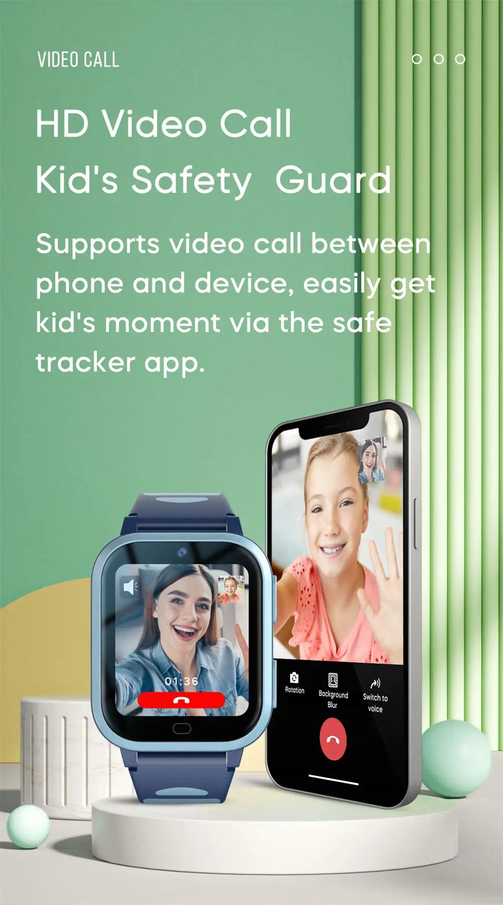 4G Kids Smart Watch 8GB ROM GPS WiFi Position Video Call Phone Android Watch Call Back Monitor with Sticker Children Smartwatch