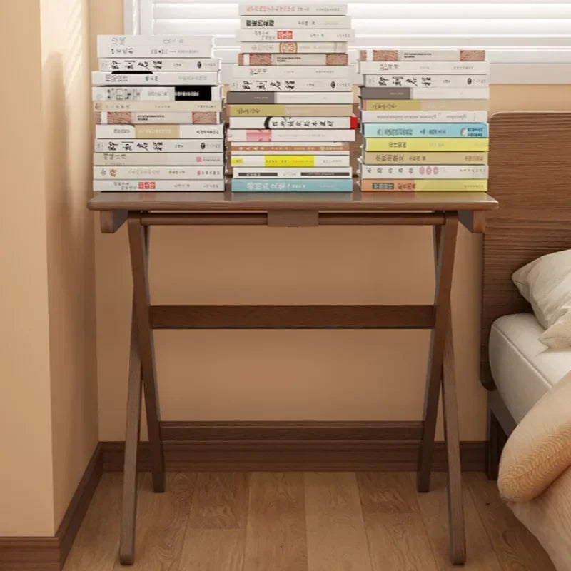 Solid Wood Foldable Console Desk Simple Modern Bedside Computer Desk Portable Bedroom Living Room Writing Table Home Furniture