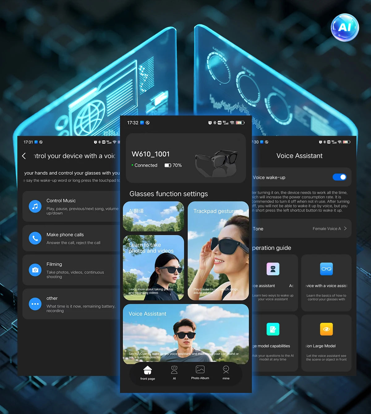 LIGE New Smart Glasses with Photochromic Lenses Camera Photography Video ChatGPT AI Interactive Translation Smart Sunglasses Men