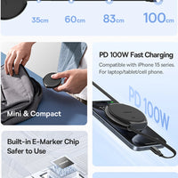 Baseus USB C Cable 100W  for iPhone 16 15 Plus Pro Max Retractable Cable For MacBook iPad Fast Charger Cable Charger Data Wire