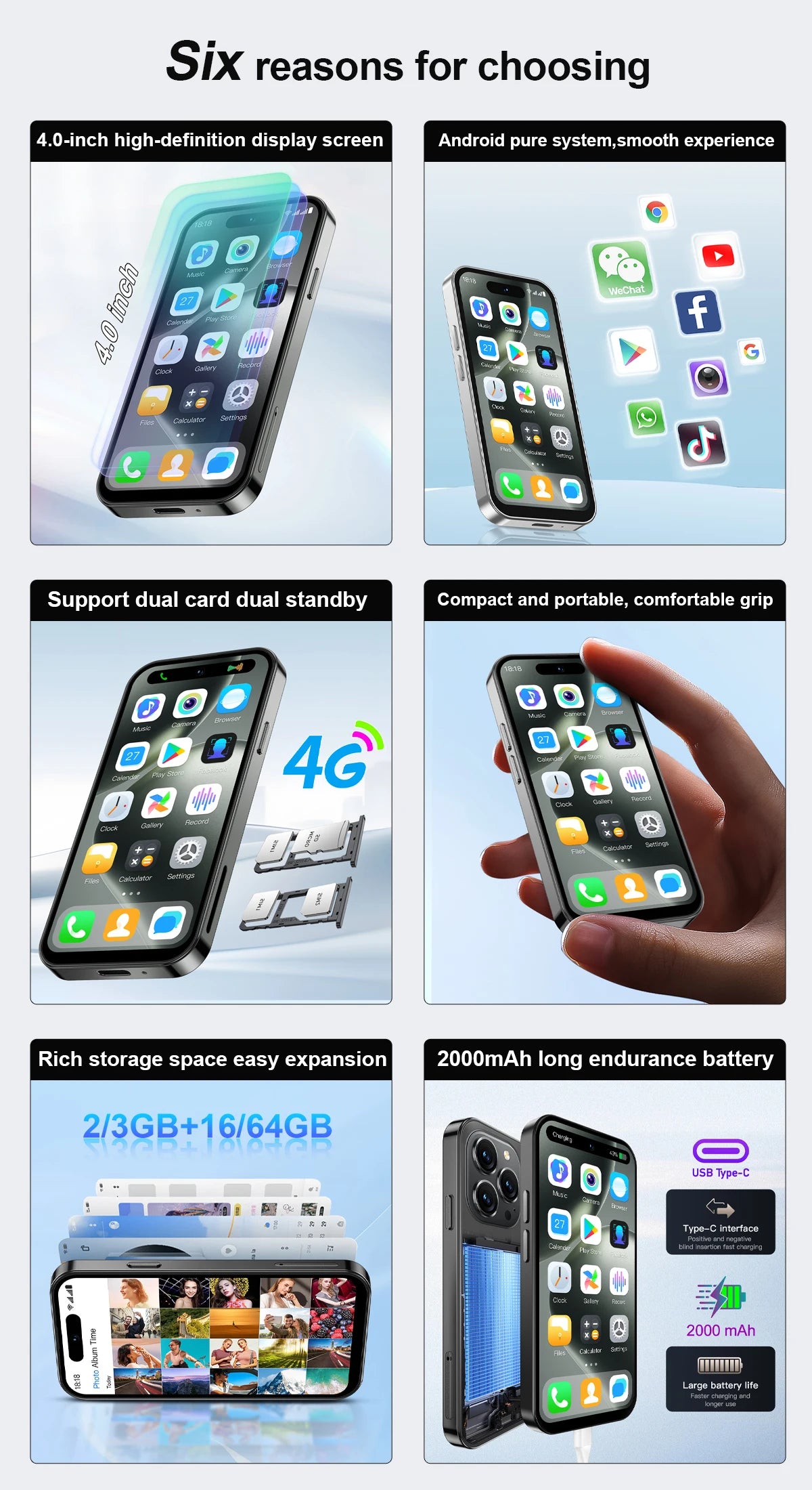 SERVO S16 Mini 4G Network Small Smartphone 2 SIM Standby Android 12.0 System Play Store WiFi GPS 4.0" Screen Palm Cellular Phone