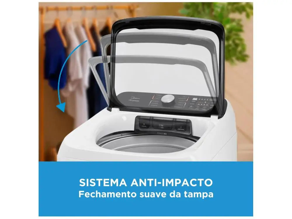 Washing Machine Midea 13kg Inox Basket White Wash Programs Wave Agitator - 110V