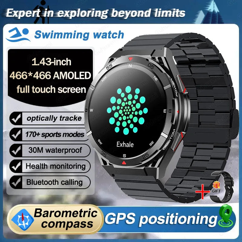 Swim Smartwatch Outdoor GPS Watch Sports Fitness Tracker Health Military Waterproof Watch BT5.3 Call Smart Watch for Android iOS