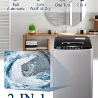 KRIB BLING Full Automatic Washing Machine with LED Display 17.7 lbs Portable Washer Drain Pump 10 Programs & 8 Water Levels