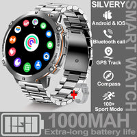 NEW 1000MAH Super endurance Sport Smart Watch Men 1.73-inch HD Screen GPS tracker Compass Bluetooth Call Waterproof Smart Watch