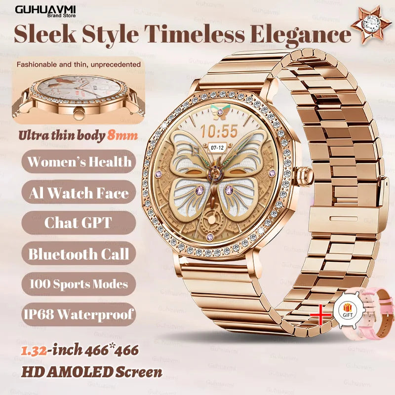 New Women SmartWatch AMOLED Screen Men Watches Bluetooth Call Sport Womens Physical Health IP68 Lady Smart Watch For Android IOS