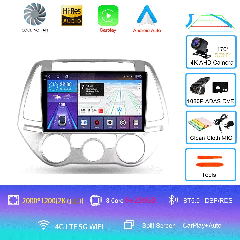Car Radio For Hyundai i20 PB 2012 - 2014 Multimedia Video Player Wireless Carplay And Wireless Android Auto Portable Universal T
