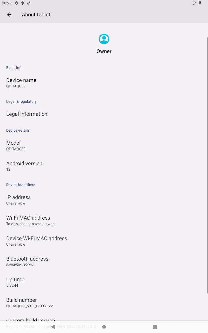 8 INCH Android 12 RAM 3GB+32GB ROM QP80 MTK8168 Tablet Quad Core IPS Screen Quad Core Rear 13.0MP WIFI Dual Camera