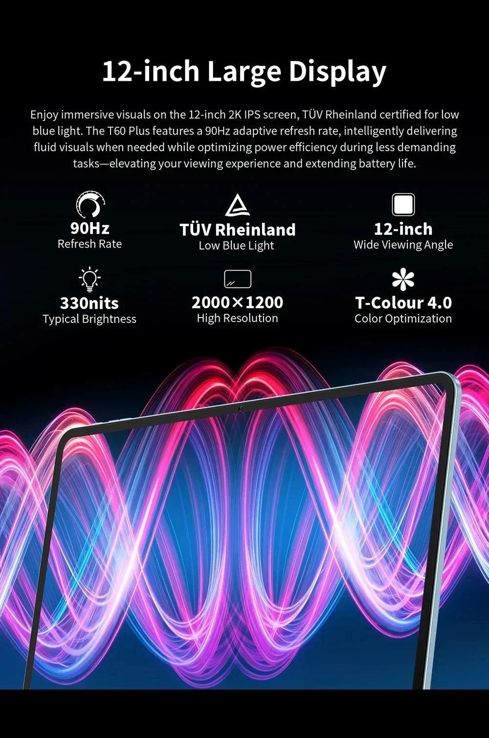 NEW Tablet Teclast T60 Plus 12 inch MTK Helio G88 8-core CPU 6GB RAM 16GB ROM Android 14 Dual-band WiFi BT5.0 8000mAh 13MP+8MP