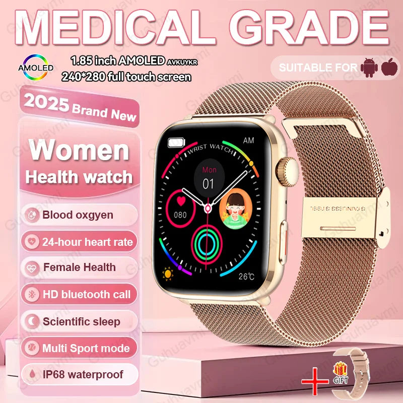 2025 Smart Watch For XIAOMI Women Full Touch Screen BT Call Waterproof Watches Sport Fitness Tracker Health Smartwatch Lady Gift
