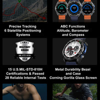 2025 New Military Sport GPS 4GB Memory Smartwatch Men 5ATM Waterproof Fitness Tracker Offline Maps 860Mah Battery Smart Bracelet