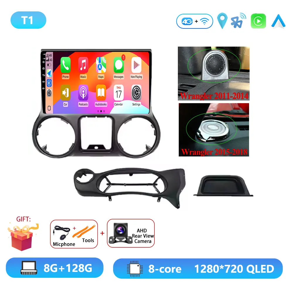 Car Radio Android 16 For Jeep Wrangler 3 JK 2010 - 2018 Carplay Stereo Head Unit Multimedia Video Player Wireless GPS Navigation