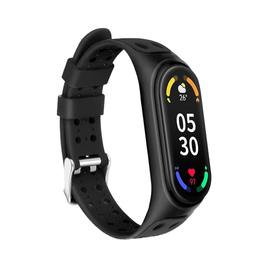 Bracelet for Xiaomi Mi Band 7 6 5 4 Silicone Wrist Replacement Wristband Breathable Double Buckle Luxury for Miband 6 5 4 Strap