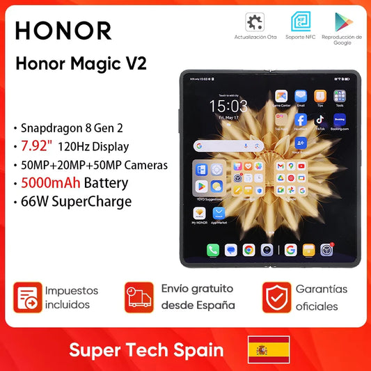 Global Version Honor Magic V2 5G Foldable Smartphone Snapdragon 8 Gen2 LTPO OLED Display 120Hz 50MP Triple Camera Android Mobile