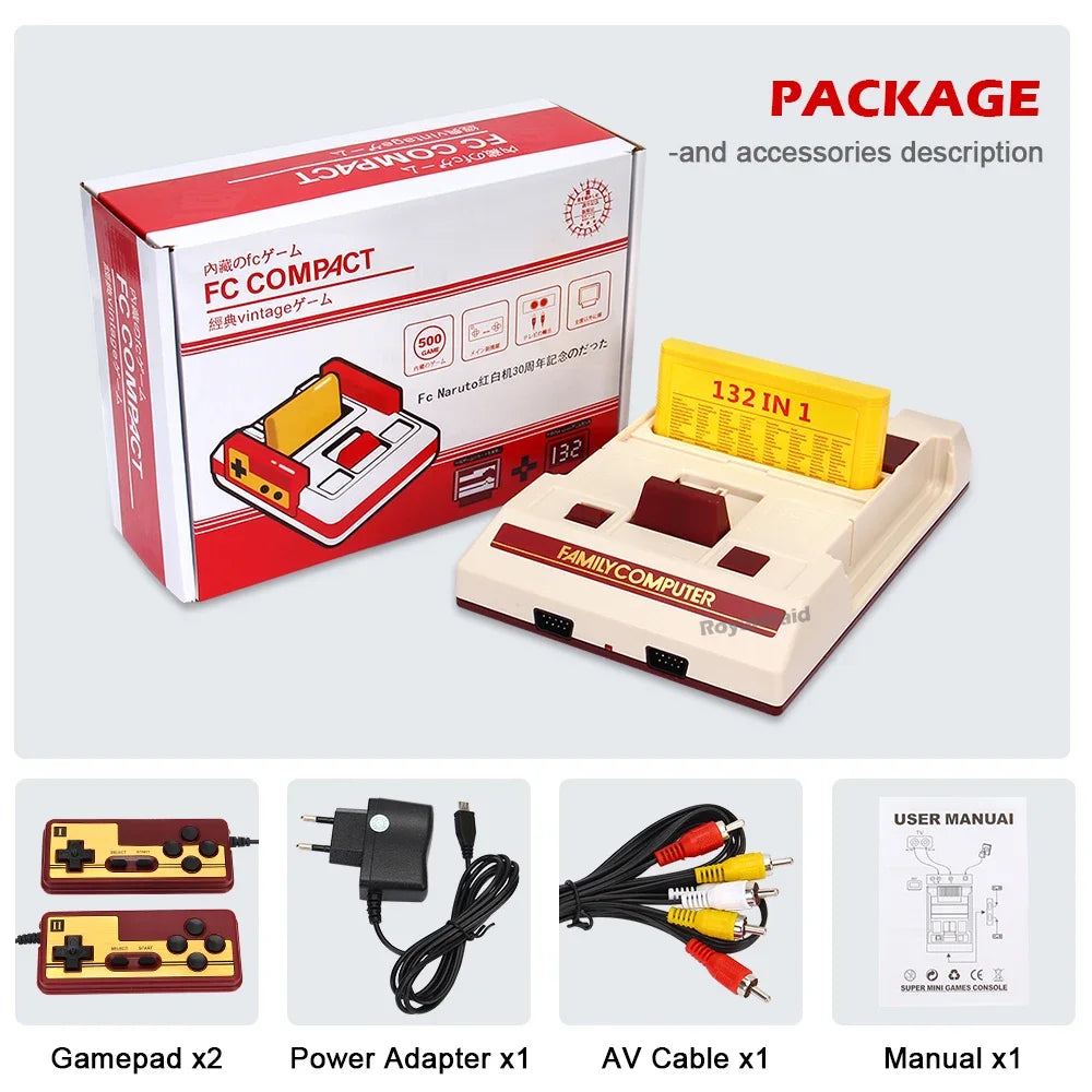 NEW 8Bit Video Game Consol Built-in 500 Classic Games Family Computer TV Game Console Support Game Cartridge For FC Retro Gaming