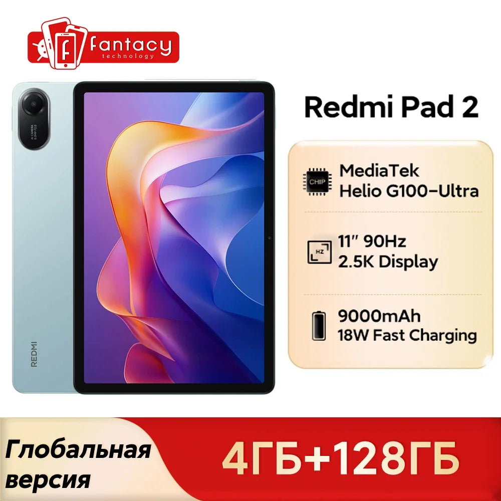 Xiaomi Redmi Pad 2 Global Version 11" 2.5K Crystal-clear Display Advanced Helio G100-Ultra 18W Fast Charging 9000mAh Battery