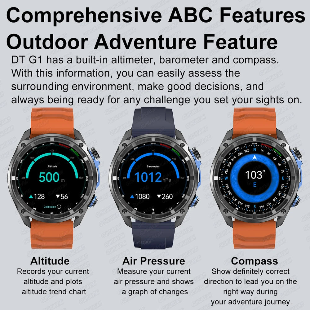 2025 New Military Sport GPS 4GB Memory Smartwatch Men 5ATM Waterproof Fitness Tracker Offline Maps 860Mah Battery Smart Bracelet
