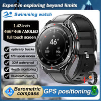 Swim Smartwatch Outdoor GPS Watch Sports Fitness Tracker Health Military Waterproof Watch BT5.3 Call Smart Watch for Android iOS
