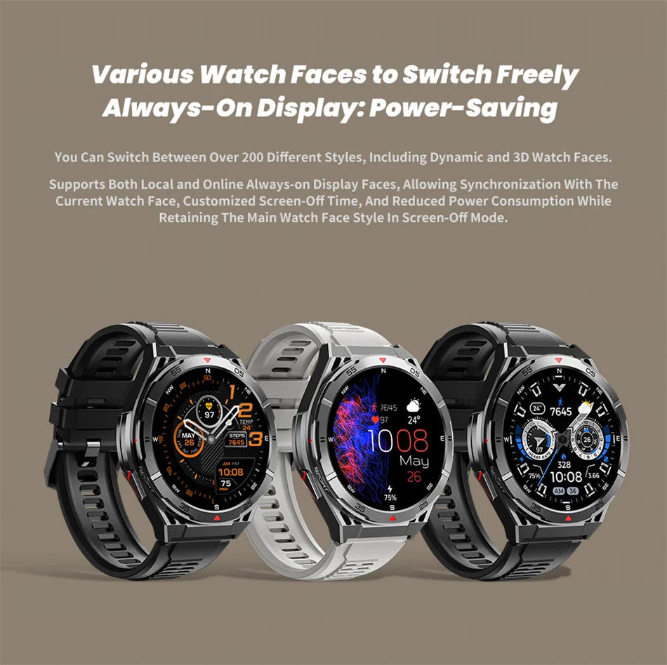Swim Smartwatch Outdoor GPS Watch Sports Fitness Tracker Health Military Waterproof Watch BT5.3 Call Smart Watch for Android iOS