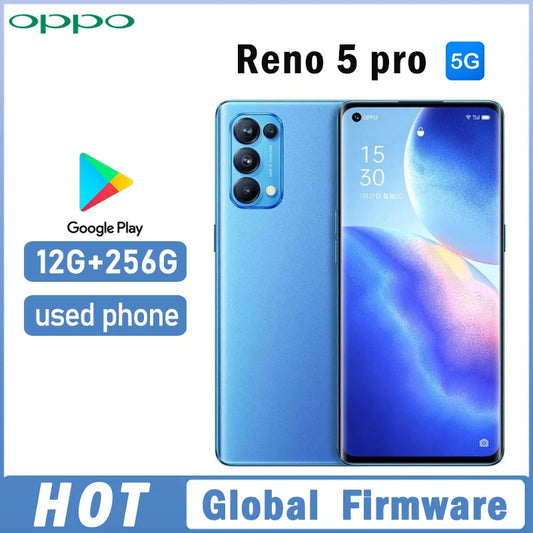 OPPO Reno 5 pro 5G smartphone Global firmware 12GB 256GB 6.55" 64MP Quadruple camera Dimensity 1000+ used phone
