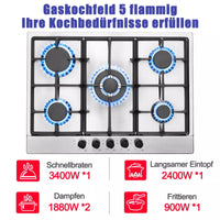 Topstrong 5 Burner Stainless Built-in Natural Gas Propane NG/LPG Gas Hob YYEUGCT-S05