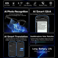 Smart AI Translation Smart Glasses Take Photos Recognizing Objects 4K Camera Bluetooth Music Call Intelligent Recording Glasses