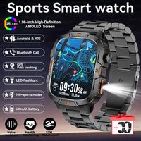 2025New Rugged Military GPS Track Smart Watch Men Bluetooth Call 5ATM Waterproof Flashlight Outdoor Sports SmartWatch For Xiaomi