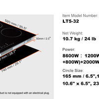 SucceBuy 2/4/5 Burners Built-in Induction Stove Top 12/24/30in Ceramic Glass Electric Cooktop For Household Commercial  Cooking