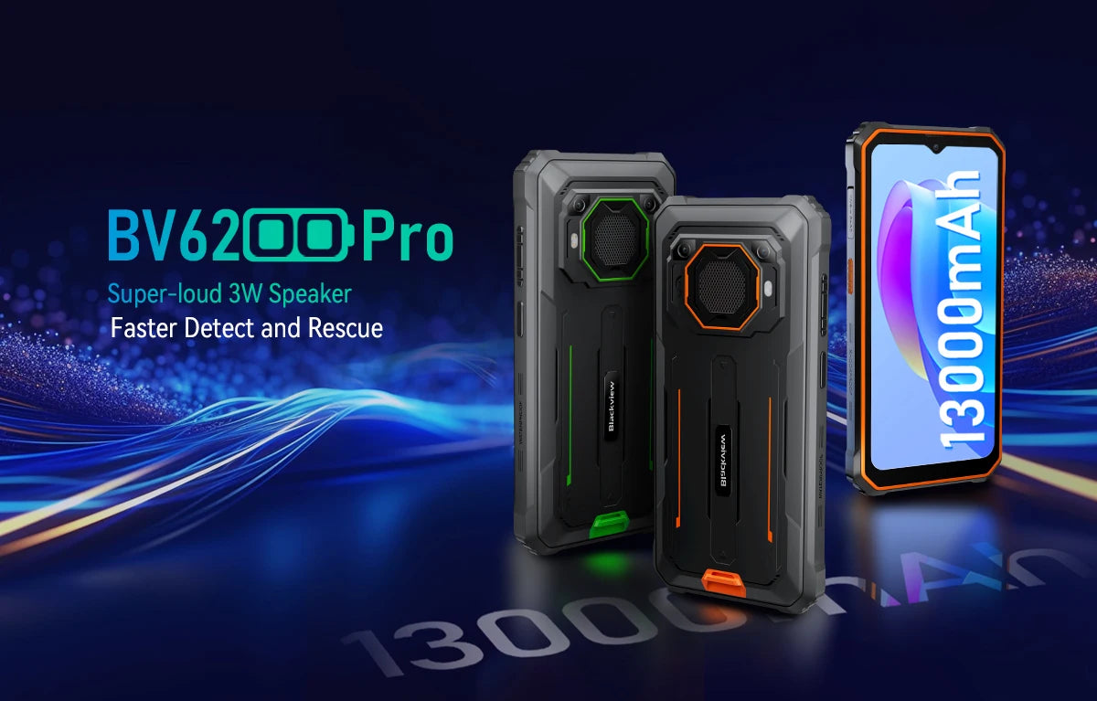 Blackview BV6200 Pro Rugged Phone Android 13 6.56'' Helio P35, 6GB+128GB Smartphone 13000mAh With 18W Fast Charge NFC Cell Phone