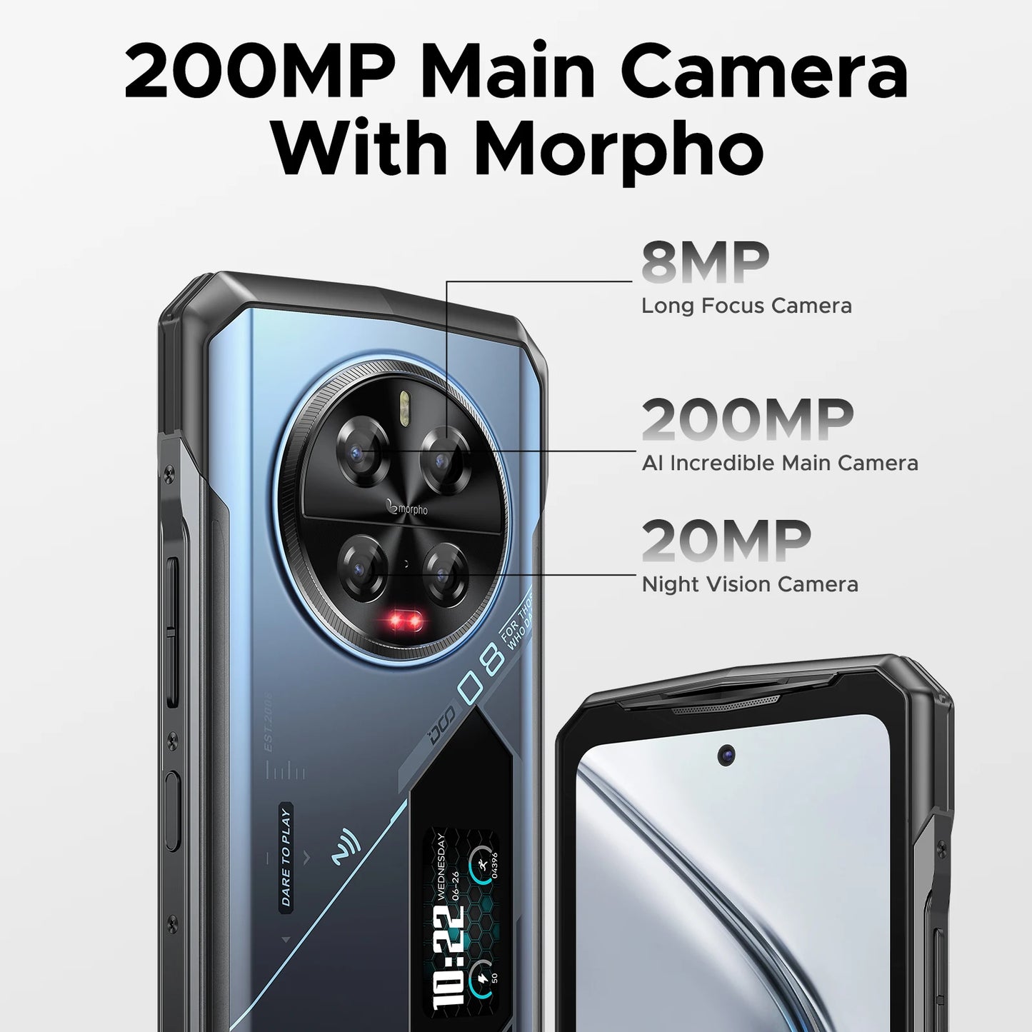 DOOGEE V40 Pro 5G Rugged Phone 1.47" Rear Display 16GB+512GB Dimensity 7300 200MP AI Camera 8680mAh Battery 5g Gaming Phone