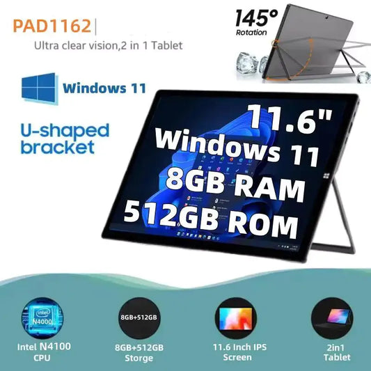 The Cheapest Type-C 11.6" Windows 11 Tablet 8GB RAM 512GB SSD ROM 64bit Intel Celeron N4100 CPU 1920x1080 IPS 2xUSB 3.0