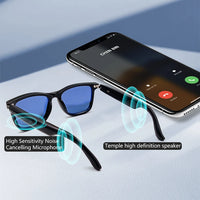 Hot GS05 Smart Glasses For Men 2 in 1 UV Protection Portable Polarized Anti-blue light Black Frame White Lenses Music Sunglasses