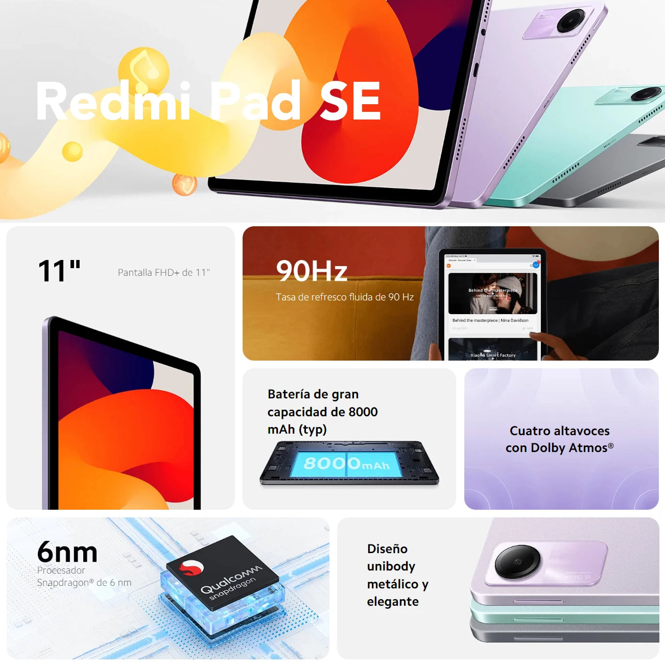 Tablet Xiaomi Redmi Pad SE 11" 8GB/256GB Wifi without Charger EEA Version