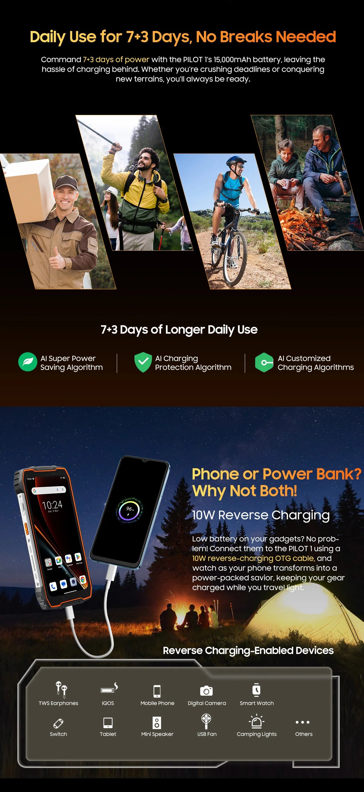 Blackview OSCAL PILOT 1 Rugged Phone, 6GB+ 256GB ,Helio G81 Smartphone Android14, 6.67'' Display Mobile Phone, 15000mAh, NFC