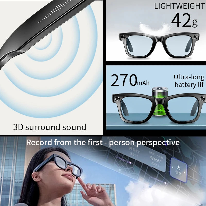 LIGE New Smart Glasses with Photochromic Lenses Camera Photography Video ChatGPT AI Interactive Translation Smart Sunglasses Men